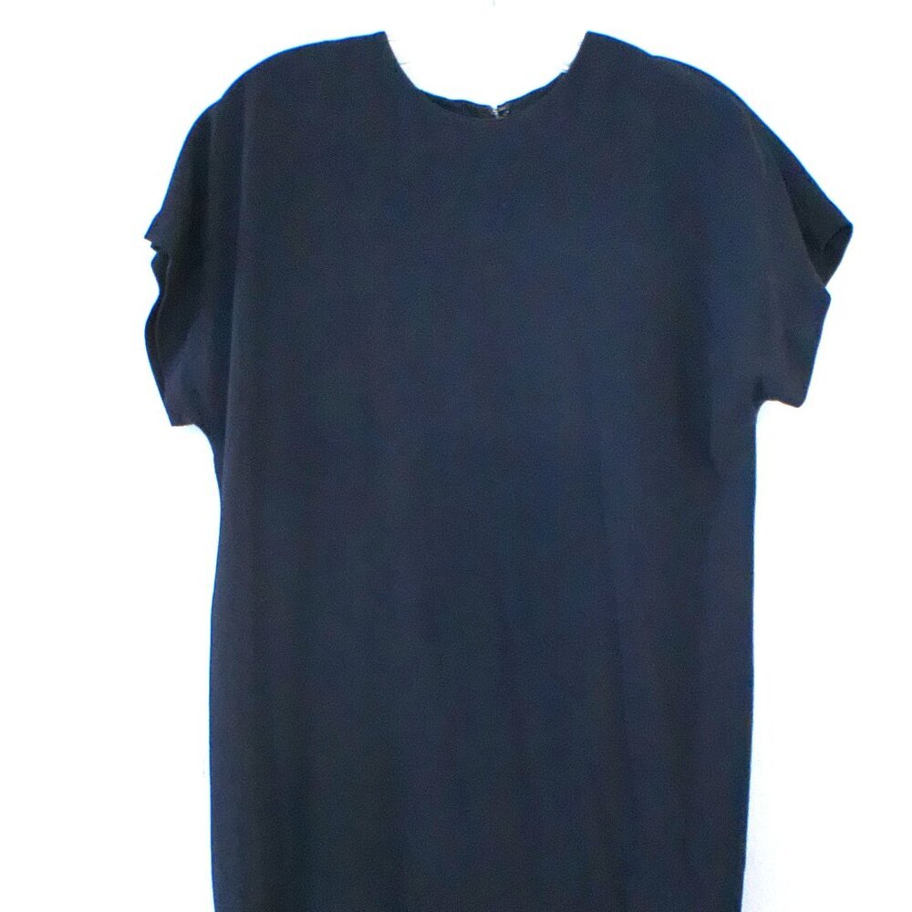 Liz Claiborne Blue Midi Dress Size 8 Minimalist Sheath Classic Vintage